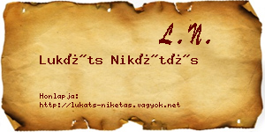 Lukáts Nikétás névjegykártya